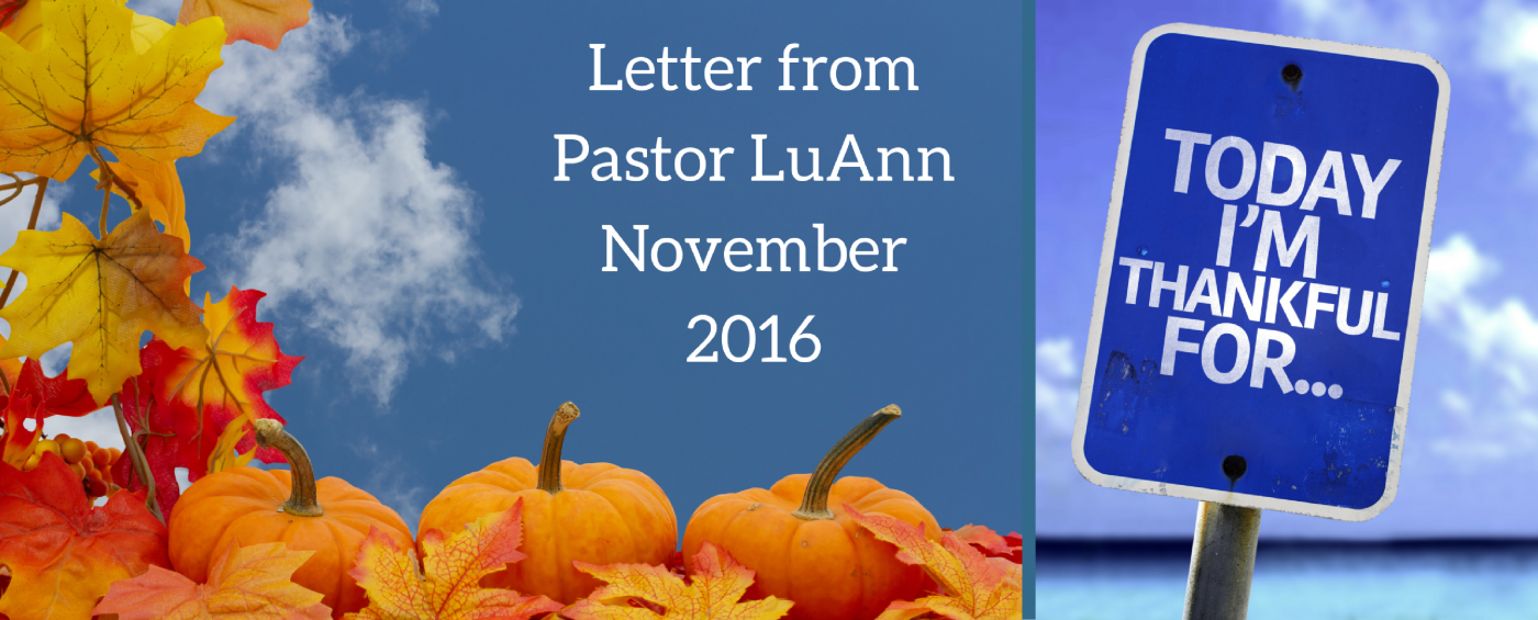 Letter from Pastor LuAnn – November 2016