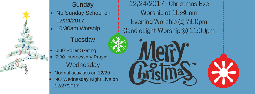 Christmas 2017 Worship Schedule