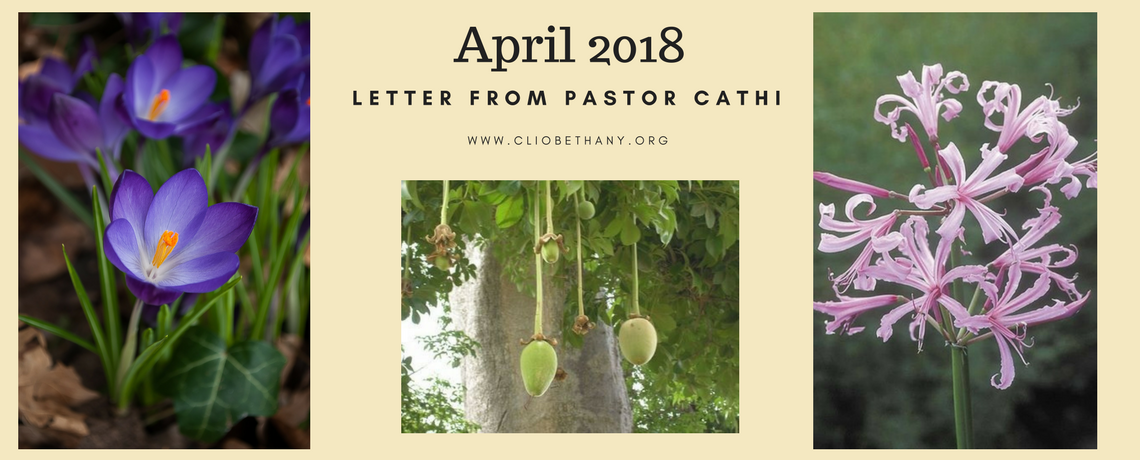 April 2018 – Letter from Pastor Cathi